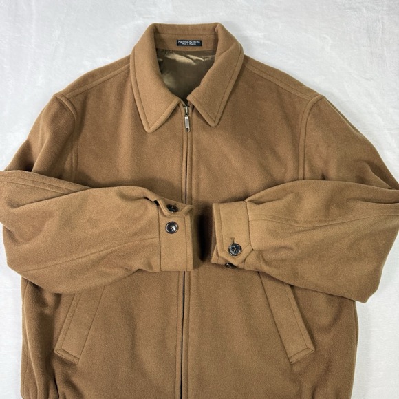 Vintage 90's Baracuta Cashmere Wool Bomber Jacket Beige Medium Soft Gold Lined - Picture 2 of 15